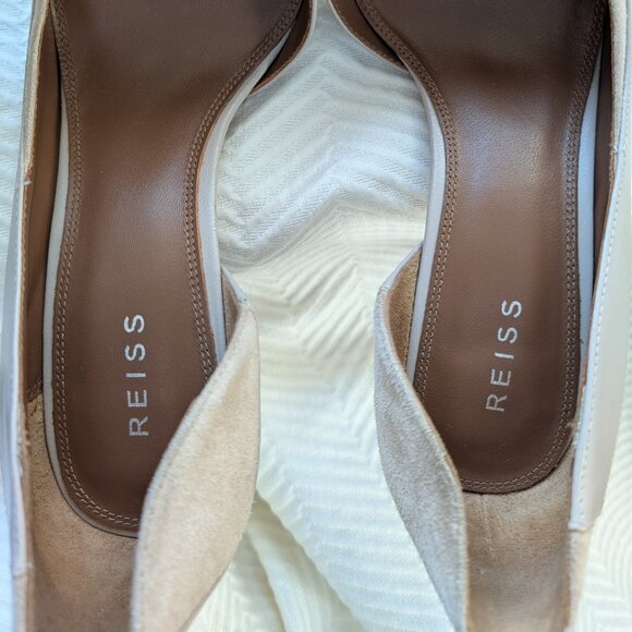 Reiss August Point Toe Court Shoes Leather & Suede Neutral Nude Size 40 Size 9.5 - Picture 8 of 8